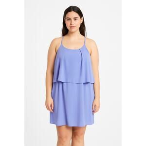 Vestique Women's Pale Blue Pleated Flowy Sleeveless Sundress - Size Large EUC